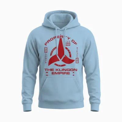 Star Trek Discovery Klingon Empire Graphic T-Shirt with Red Logo T-Shirt, Black, S Unisex Hoodie - Light Blue