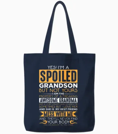 Spoiled Grandson Awesome Grandma Grandchild Tote Bags - Navy