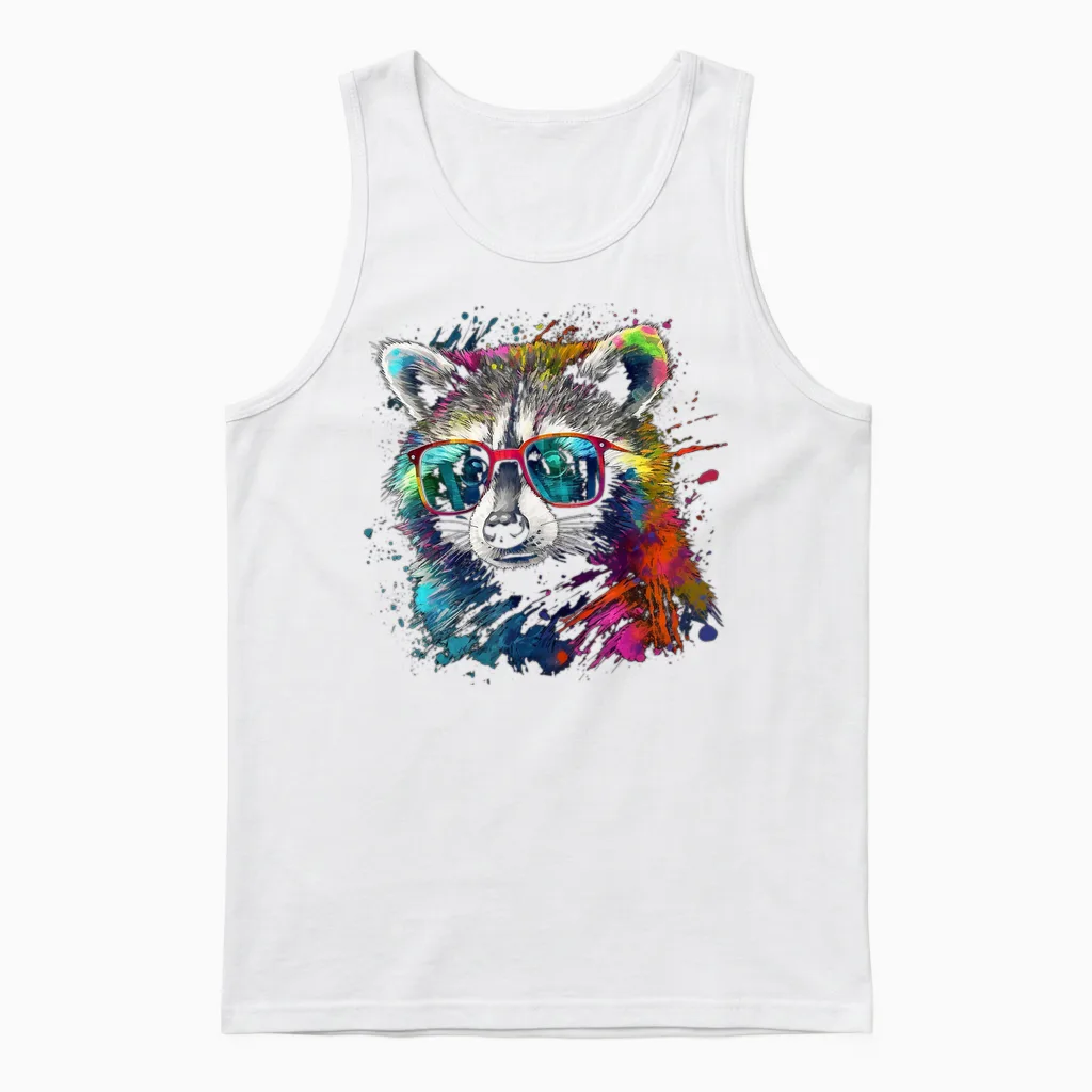 WaschbÀr Bunte Sonnenbrille - Tiermotiv Kunst WaschbÀr Unisex Tank Top in White