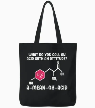 Science Amino Acid Tote Bags - Black