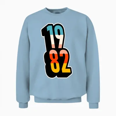 1982 Retro Stripes Unisex Sweatshirt - Light Blue