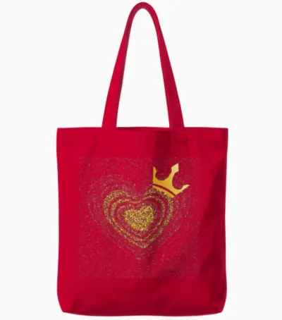Golden Heart Crowned with a Golden Crown Tote Bags - Red