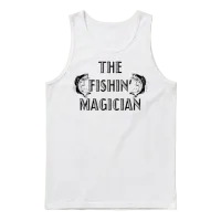 The Fishin Magician Funny Unisex Tank Top - White – 1