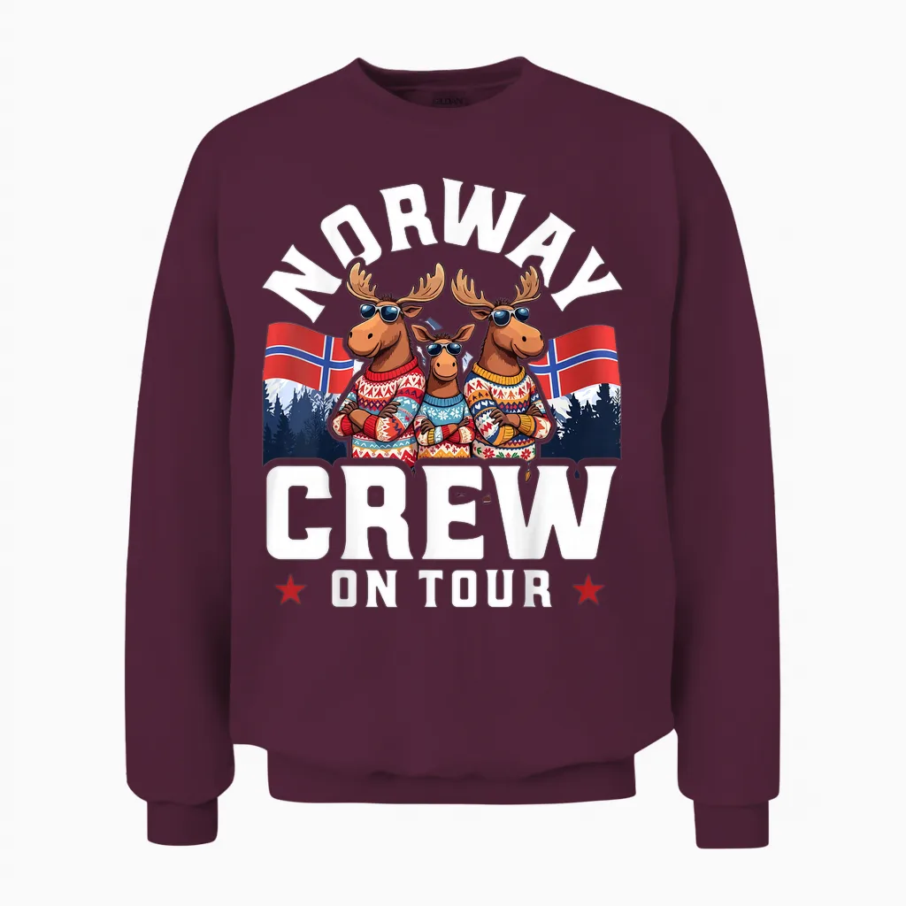 Lustige Norwegen Tour 2025 Unisex Sweatshirt in Maroon