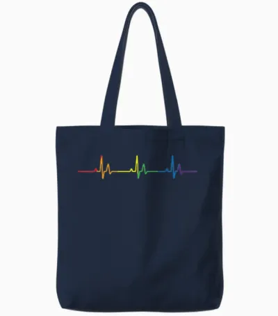 Homosexueller Herzschlag Pride Rainbow Queer Gay Lesbisch Lgbtq Tote Bags - Navy