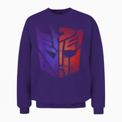 Transformers Decepticon Autobot Split Logo T-Shirt, Black, S Unisex Sweatshirt - Purple