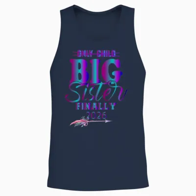 Only Child Expires Promoted to Big Sister Finally Unisex Tank Top - Navy