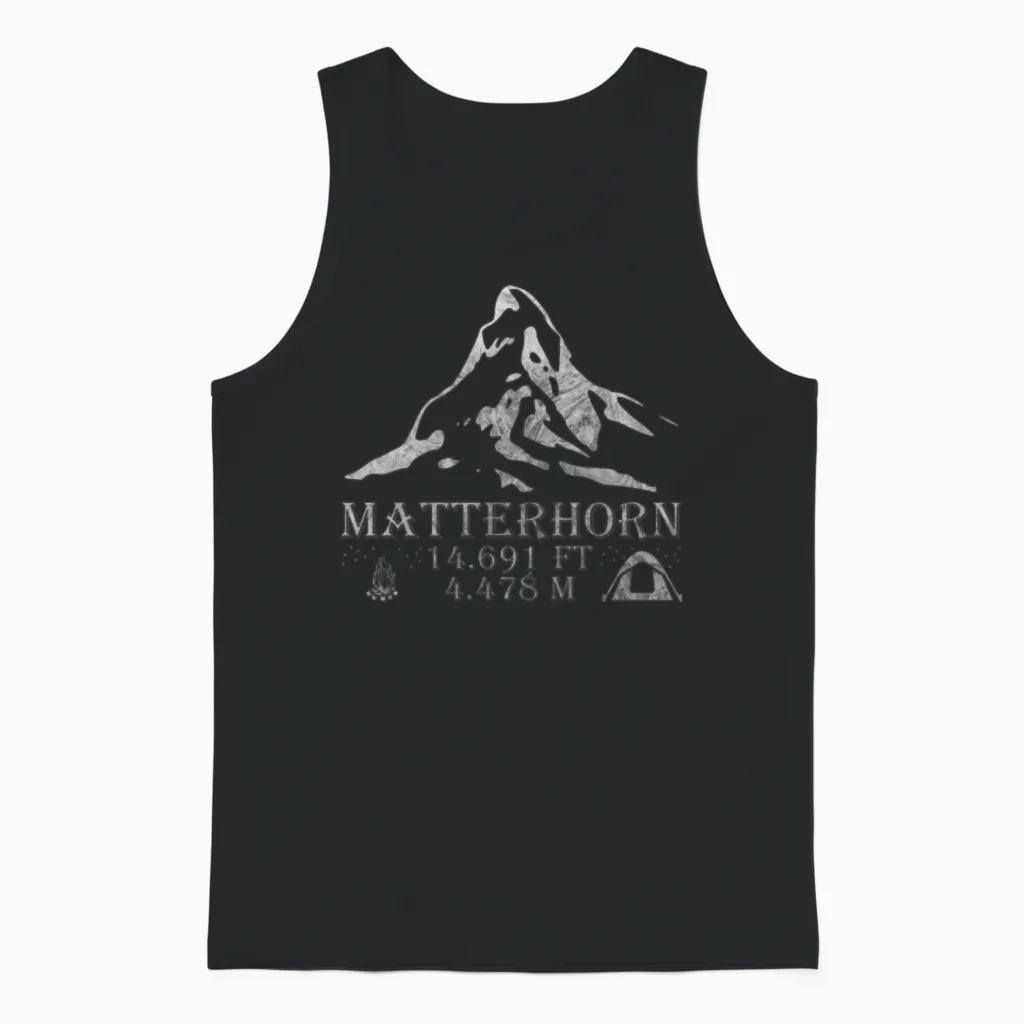 Matterhorn Mountain Hiking Altitude Alps Unisex Tank Top in Black