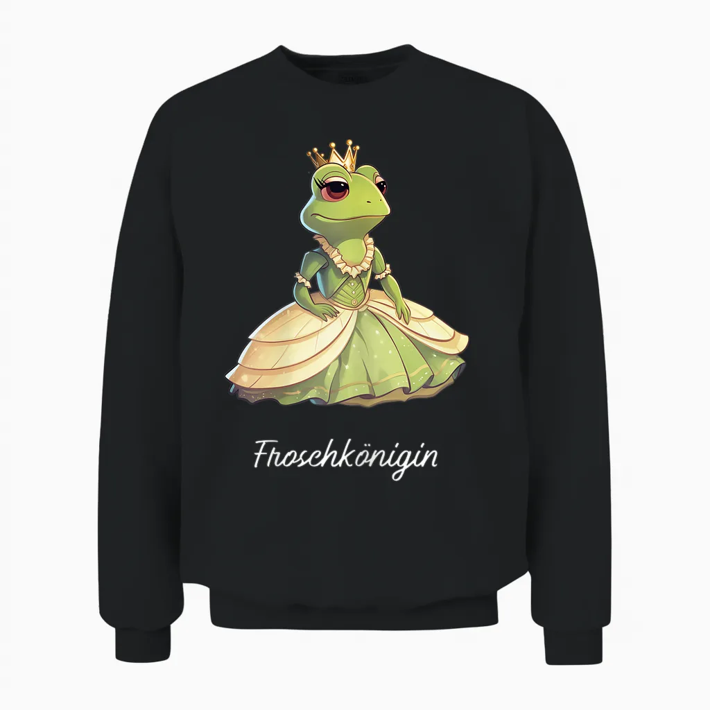 Frog Queen of the Frogs Girls' Carnival T-Shirt, Black Unisex Sweatshirt in Black