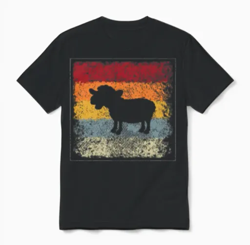 Sheep Retro Unisex T-Shirt - Black