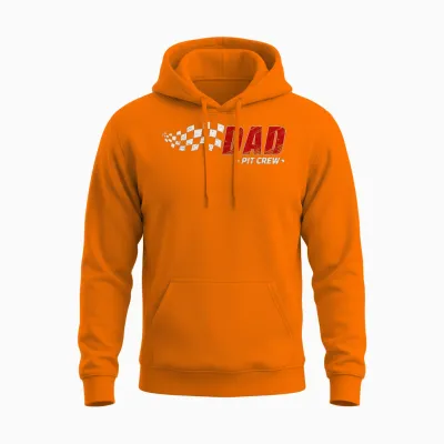 Dad Pit Crew Race Car Birthday Family Matching Pit Crew Unisex Hoodie - Safety Orange