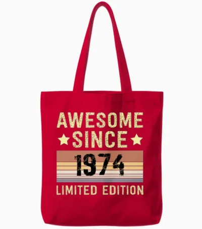 Awesome Since 1974 Birthday Tote Bags - Red