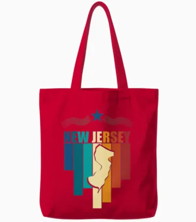 New Jersey Retro Tote Bags - Red