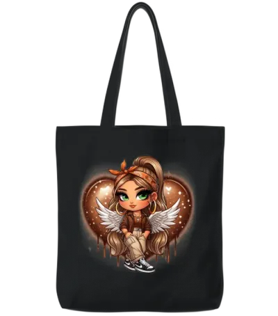 Chicana Latina Girl Style Design Graphic Tote Bags - Black