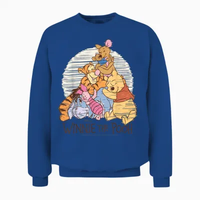 Winnie the Pooh - Pooh Eeyore Piglet Tigger Kanga Roo Hug Unisex Sweatshirt - Royal