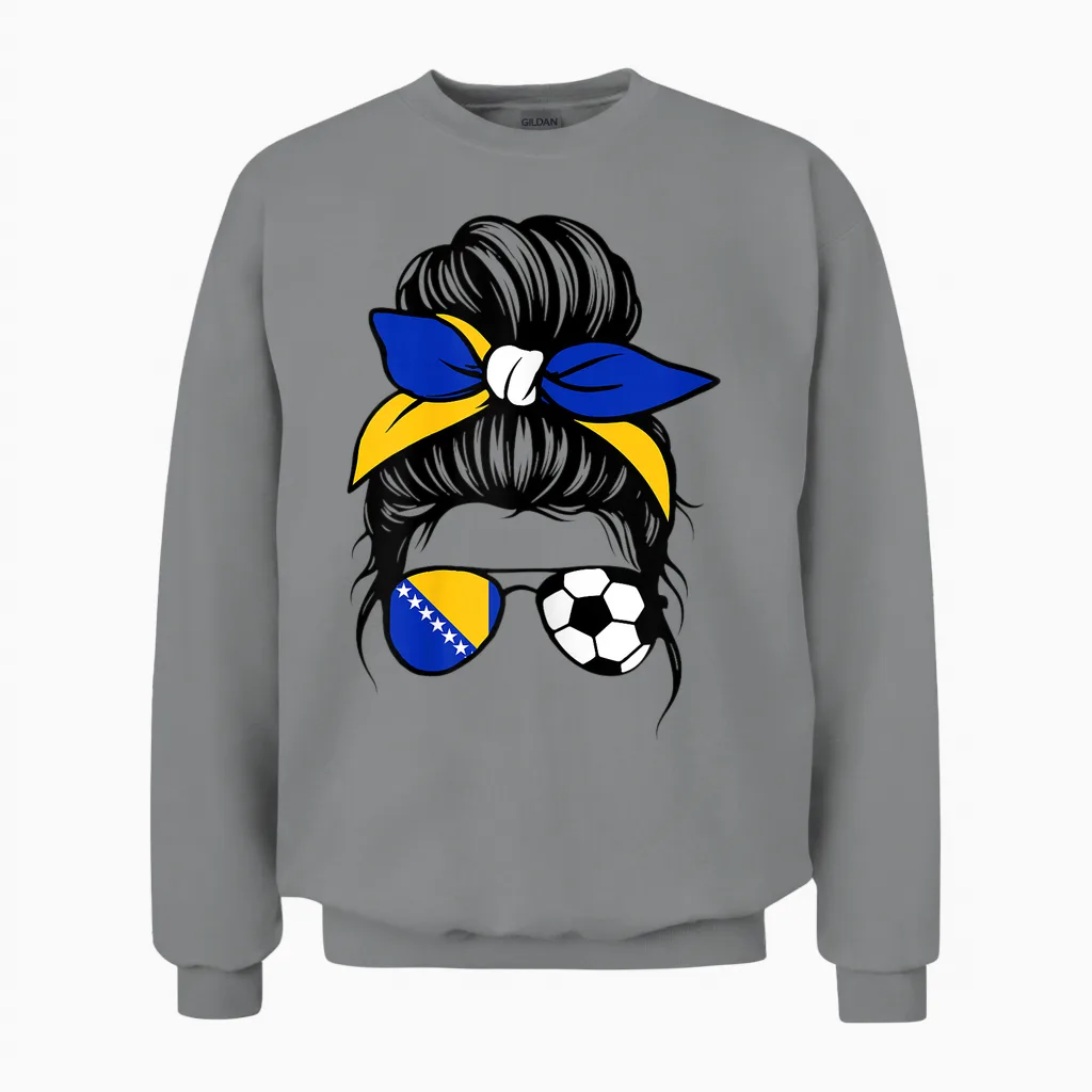 Bosnische Flagge Frauen Stolze Bosnien Fans Girls Unisex Sweatshirt in Sport Grey