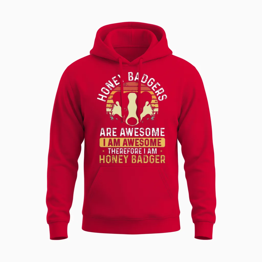 Retro Honey Badger Are Awesome Unisex Hoodie - Red