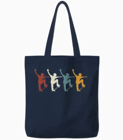 Retro Vintage Skateboard Tote Bags - Navy