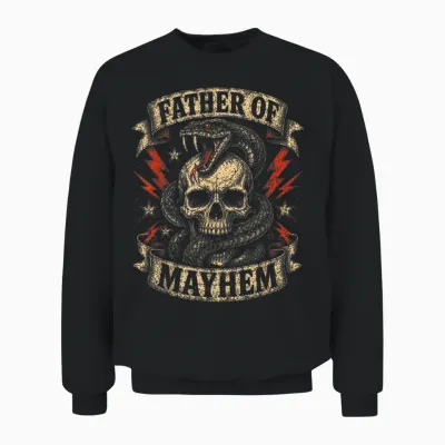 Father's Day Father of Mayhem Funny Dad Matching Family Unisex Sweatshirt - Black
