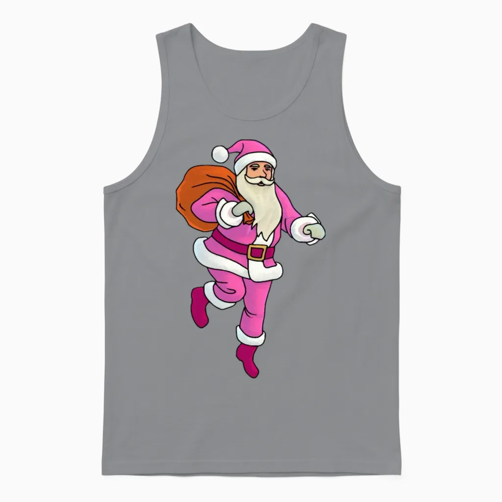 Retro Pink Santa Christmas Unisex Tank Top - Sport Grey