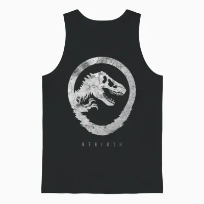 Jurassic World Rebirth Logo with Stone Look Unisex Tank Top - Black