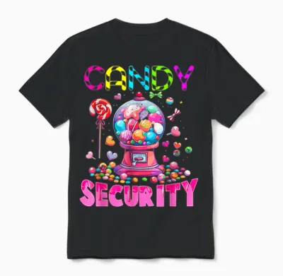 Candy Security Candyland Costume Kids Teens Adult Unisex T-Shirt - Black