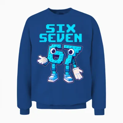 67 Six Seven 6-7 - Funny Italian Brainrot Kids Gaming Meme Unisex Sweatshirt - Royal