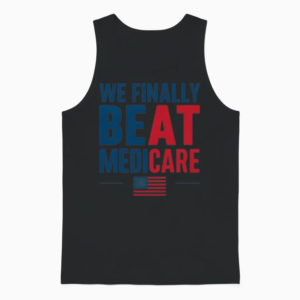 We Finally Beat Medicare Anti Biden Unisex Tank Top in Black
