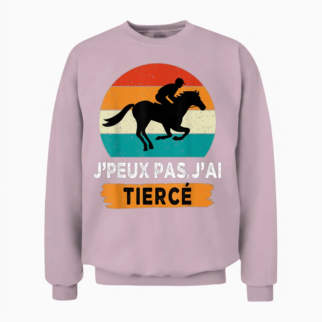 J'peux Pas J'ai Tiercé T-Shirt, Black, S Unisex Sweatshirt in Light Pink