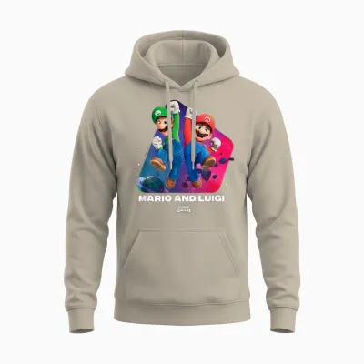 The Super Mario Galaxy Movie Mario & Luigi Jump Unisex Hoodie - Sand