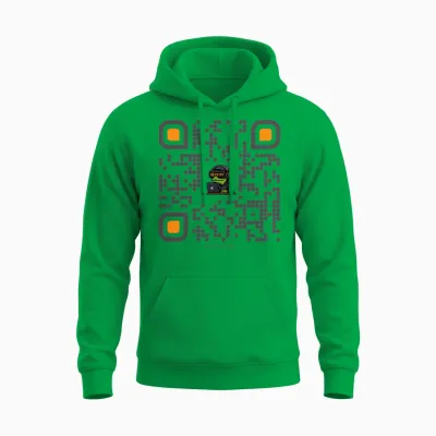 Decentralized Intel: Scannable Geck0x.com Qr Code Unisex Hoodie - Irish Green