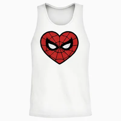 Marvel Spider-Man Heart Logo Valentine's Day T-Shirt Face Mask Unisex Tank Top - White