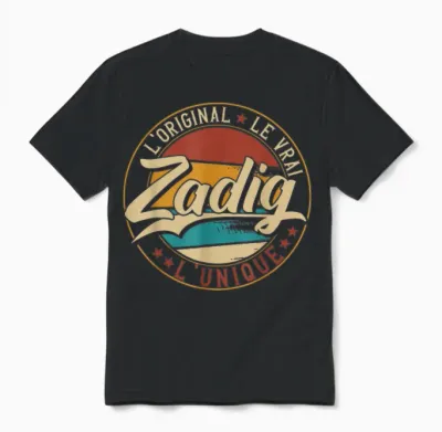 Zadig the Original the True the Unique Men & Boys T-Shirt, Black, S Unisex T-Shirt - Black