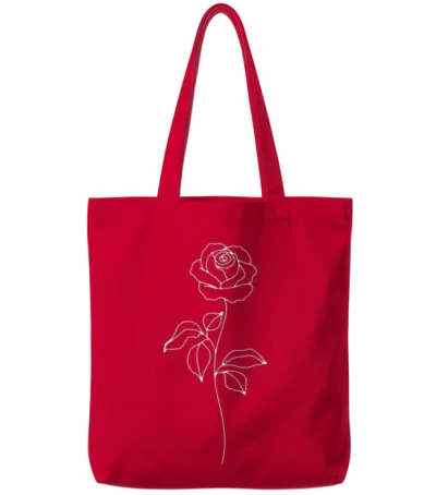 Minimalist Rose Line Art Tote Bags - Red