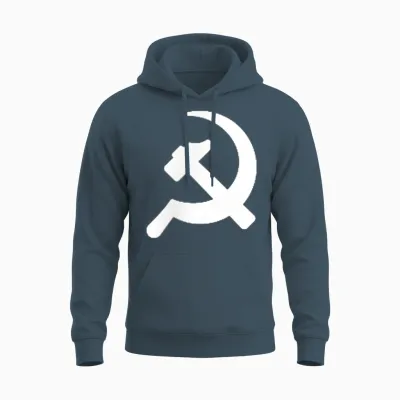 Hammer Sichel Minimalistische Grafik Kommunismus Sozialismus Unisex Hoodie - Dark Heather