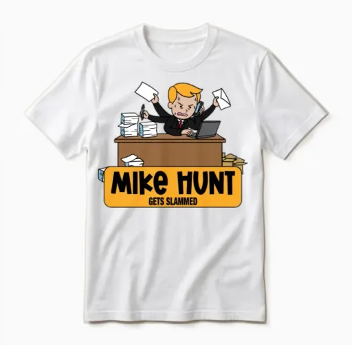 Mike Hunt Gets Slammed Unisex T-Shirt in White