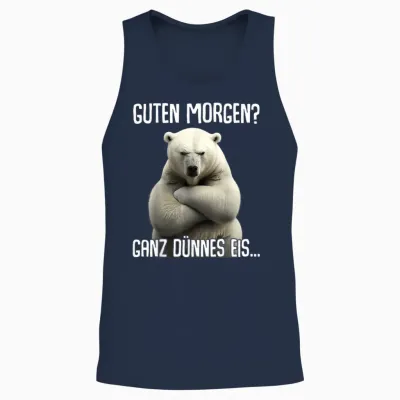 Guten Morgen Ganz Dünnes Eis - Morgenmuffel Eisbär T-Shirt, Black Unisex Tank Top - Navy