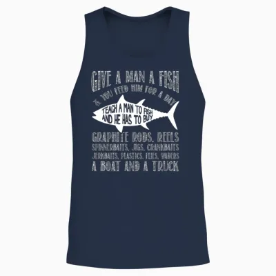 Fishing - Teach a Man to Fish Awesome Unisex Tank Top - Navy