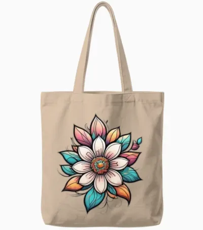 Wild Flower Tote Bags - Natural