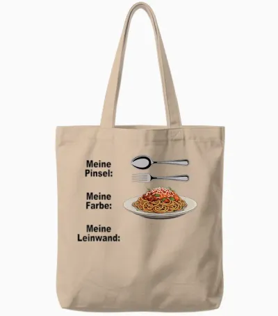 Spaghetti Bolognese Meine Pinsel Farbe Leinwand Soße Pasta Tote Bags - Natural