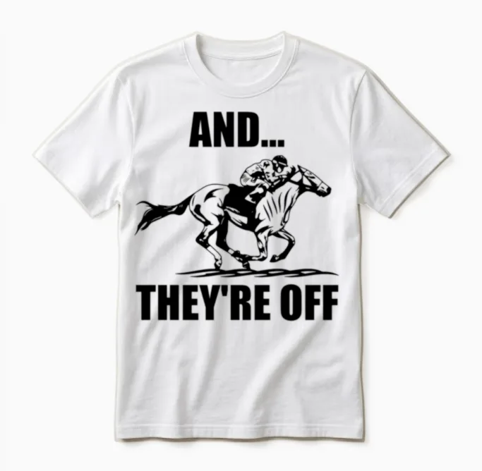 Horse Racing and They're off Horse Racing Unisex T-Shirt in White