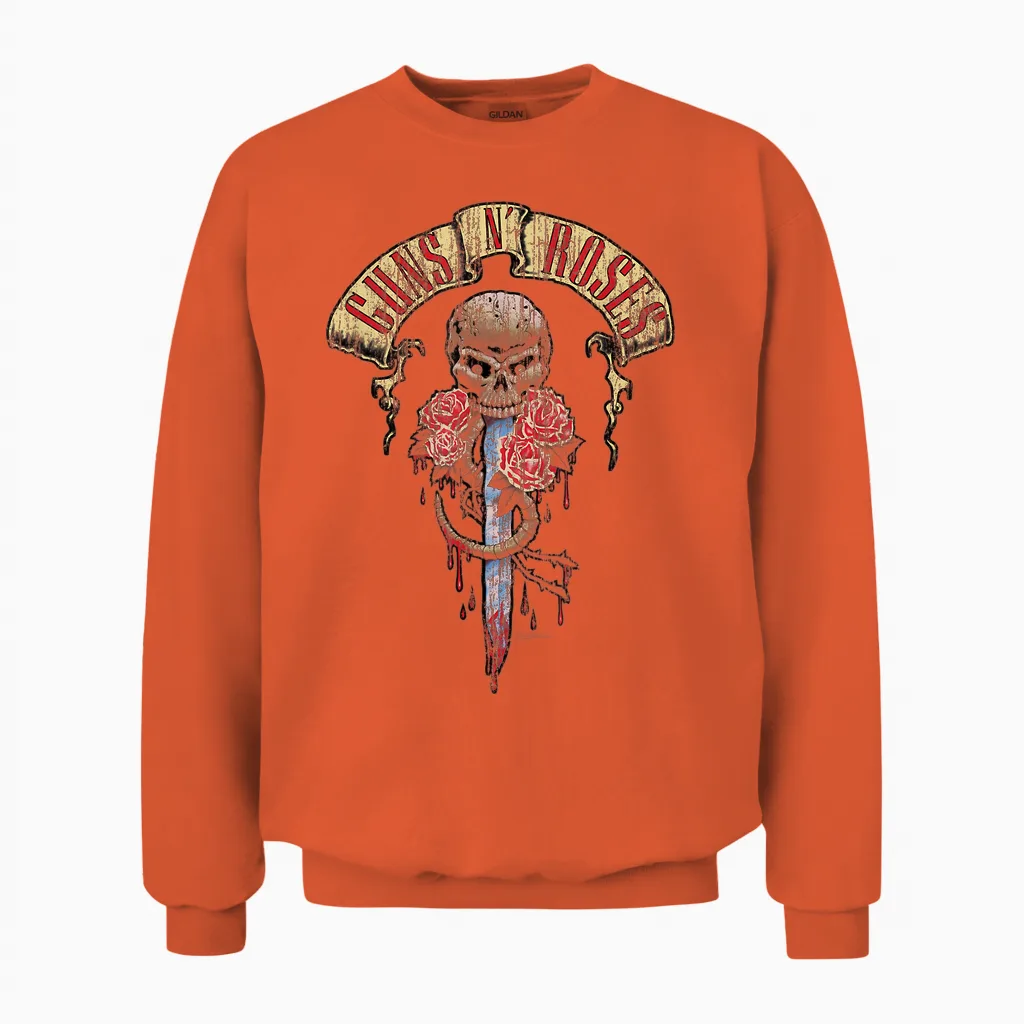 Guns N' Roses Dagger Skull Halloween Gift Unisex Sweatshirt in Orange