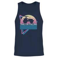 Tractor Pulling Retro Unisex Tank Top - Navy – 2