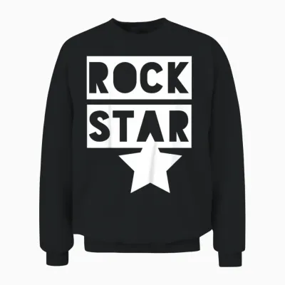 Children's Rock Star Monochrome Kids for Rock 'n' Roll Boys & Girls T-Shirt, Black Unisex Sweatshirt - Black