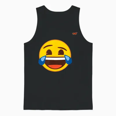 Emoticon Laughing Laughing Yellow Smile Face Cat Icon T-Shirt, Black, S Unisex Tank Top - Black