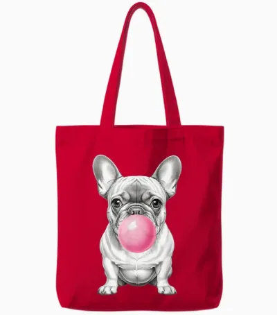 Ballon Bouledogue Français Rose Chewing-Gum Tote Bags - Red