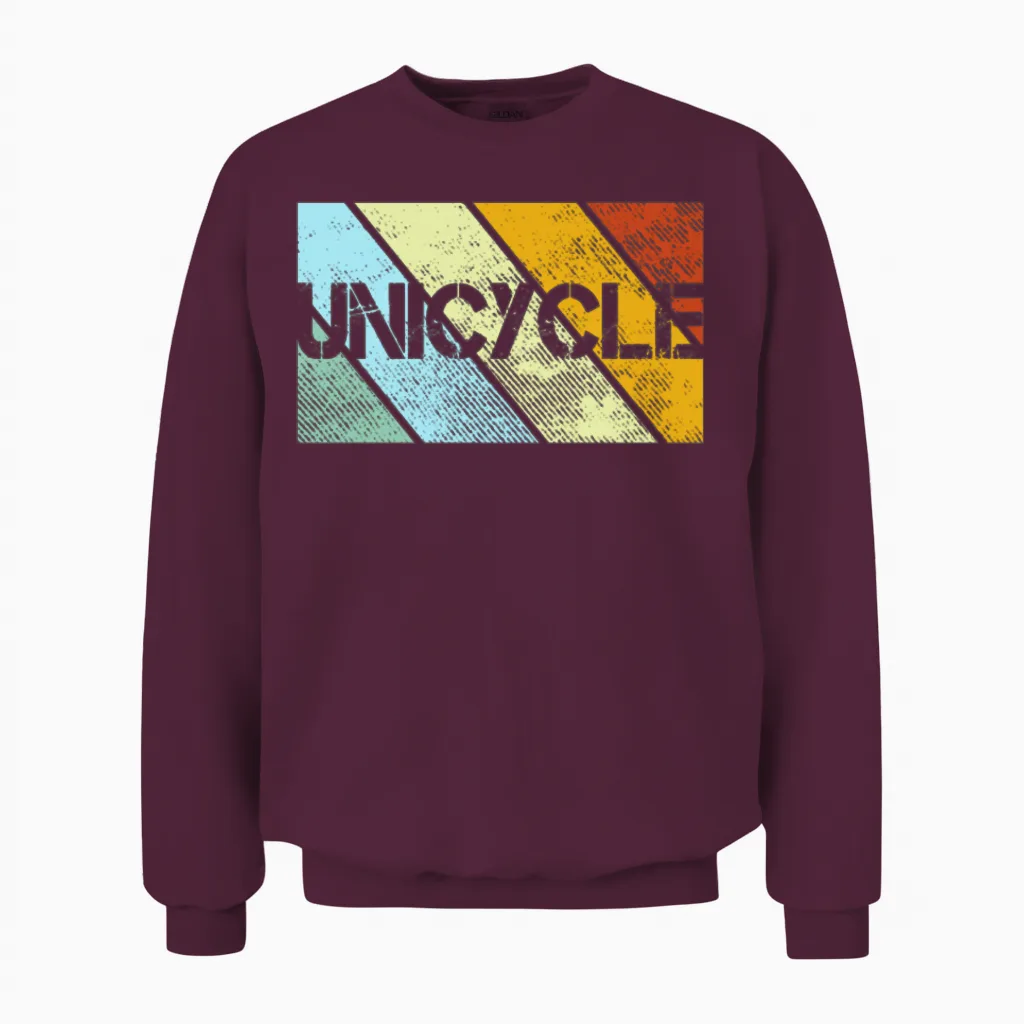 Unicycle Retro Unisex Sweatshirt in Maroon