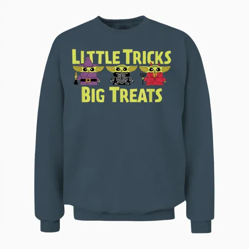 Amazon Essentials the Mandalorian Spooky Grogu Halloween Costumes Little Trick Unisex Sweatshirt - Dark Heather