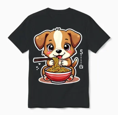 Ramen Dog Anime - Kawaii Otaku Clothes Manga Clothes T-Shirt, Black, S Unisex T-Shirt - Black