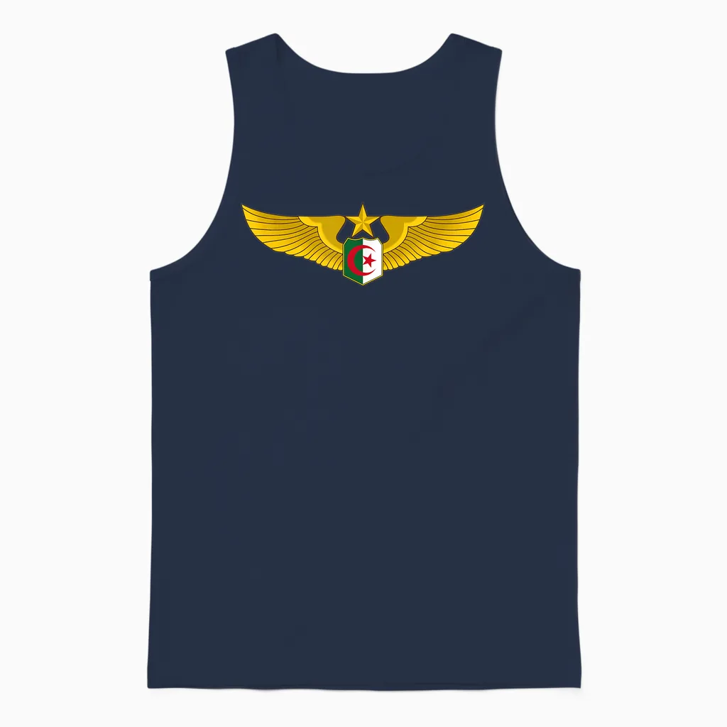 Large Flag Algeria Air Force T-Shirt, Black, S Unisex Tank Top in Navy